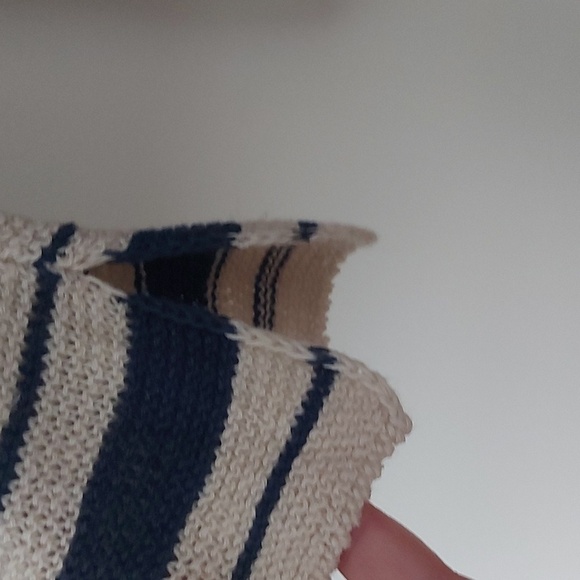 M.M. Lafleur The Samara Sweater Navy/Ivory Striped 100% Linen Knit Size XL - Picture 4 of 7